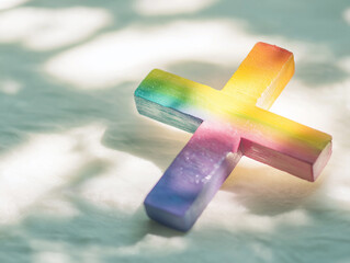 Cross and rainbow in pastel tones 7 rainbow c