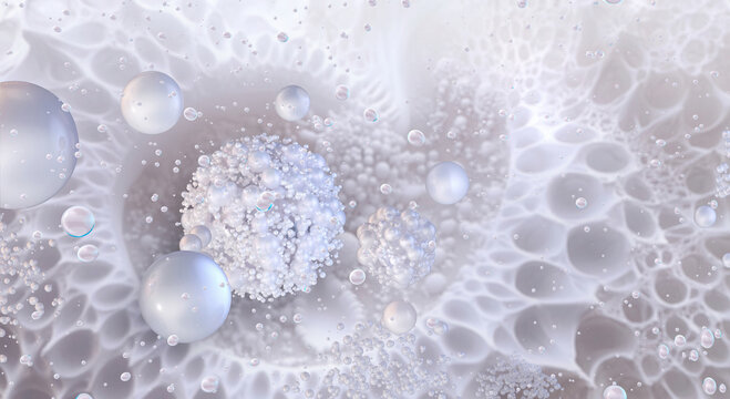 Bone tissue, complex network of collagen fibers and calcium particles. Calcium ions for bone mineralization and strength. Osteoblasts build new bone tissue by depositing calcium. 3D bone background