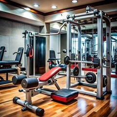 Obraz premium gym is a small gym with sports equipment for fitness classes,