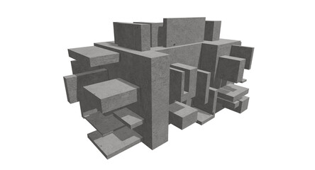  3d puzzle ccomplex structure in concrete transparent png