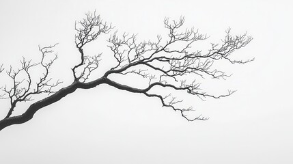 Fototapeta premium Monochrome capture of bare tree branches silhouetted against a winter sky, showcasing the stark beauty of nature in cold months