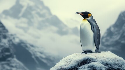 Fototapeta premium Majestic emperor penguin on white