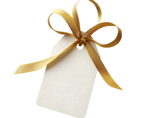 PNG Price tag paper label gift shape with ribbon gold white background celebration