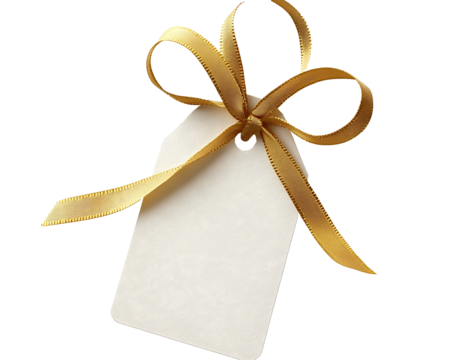 PNG Price tag paper label gift shape with ribbon gold white background celebration - Powered by Adobe