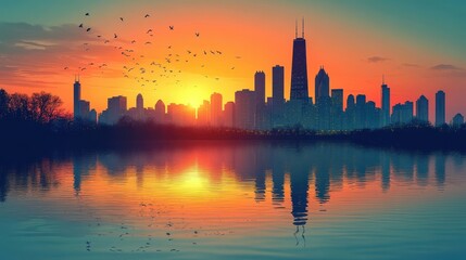Fototapeta premium chicago silhouette