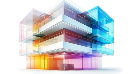 Colorful glass building architectural model.
