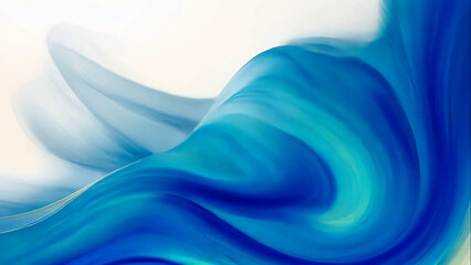 Abstract swirling blue and white fluid wave design.
