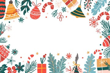Obraz premium Create Festive Holiday Designs with Ornaments, Candy Canes, and Winter Plants: A Guide to Christmas Decorations and Illustration Techniques for a Joyful Celebration