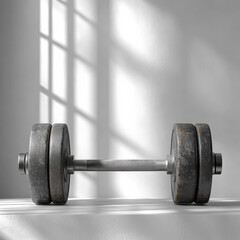 Naklejka premium A dumbbell placed on a white surface