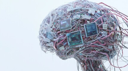 Digital Overload - Photorealistic Abstract Brain Rot Concept Artwork