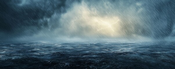 Dramatic Thunderstorm Over Dark Waters and Flashing Lightning