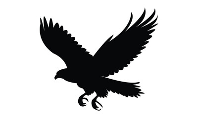 Flying Hawk Bird Silhouette Design  And Vector Illustration. 
