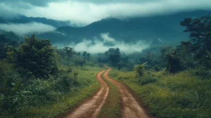 Mountain landscape dirt road nature forest outdoor, mountain nature road background.