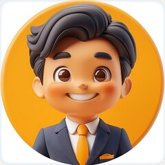 Happy cartoon boy in a suit.