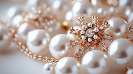 Christmas ornaments jewelry pearl white background.