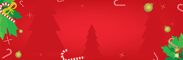 Red Christmas banner with Christmas ornament. suitable for promotion season