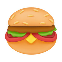 3D Hamburger isolated on white background
