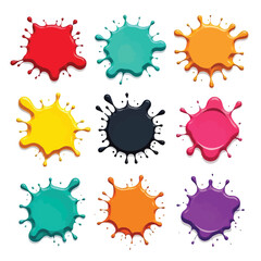 Colored splashes of paint set Vector illustrations of abstract ink drops