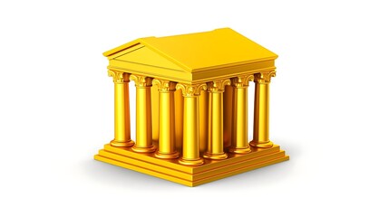 Fototapeta premium Golden temple model with columns isolated on white background.