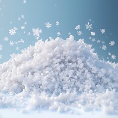 A huge mound of snowflakes lay isolated on a pristine background.