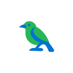Simple blue and Green bird logo vector for product and brand needs with a transparent background