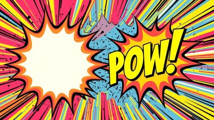 Fototapeta premium Colorful comic book illustration of a large explosion in the middle, explosion, pow, vibrant