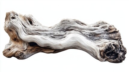 Log driftwood white background.