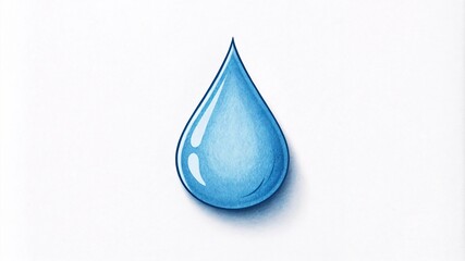 Minimalistic design featuring a single blue tear drop on a plain white background, symbolizing emotions and simplicity