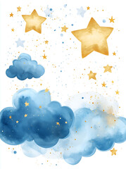 illustration of cute clouds and star