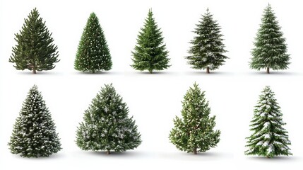 Obraz premium collection of christmas trees isolated with white background