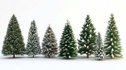 Fototapeta premium collection of christmas trees isolated with white background