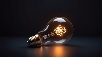 Glowing electric light bulb on black background. Symbol of inspiration and idea.