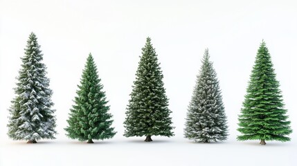 Fototapeta premium collection of christmas trees isolated with white background