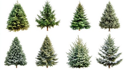 Obraz premium collection of christmas trees isolated with white background