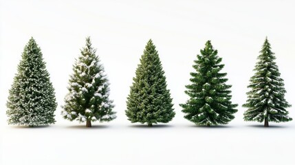 Fototapeta premium collection of christmas trees isolated with white background