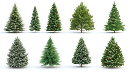 Obraz premium collection of christmas trees isolated with white background