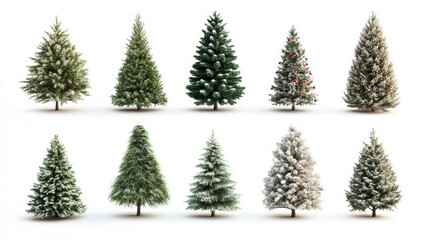 Obraz premium collection of christmas trees isolated with white background