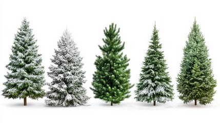 Obraz premium collection of christmas trees isolated with white background