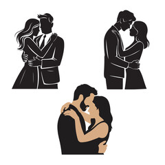  set of black different style vector hugs silhouette