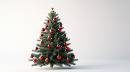 Cristmas tree with decorations, isolated on white background, 3D illustration, 3d render
