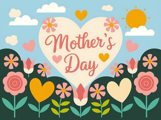 Happy Mothers Day Heart Shaped Floral Design