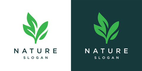 green leaf logo design . green tree leaf growth logo icon