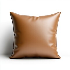 A smooth, brown leather pillow with a minimalist design, perfect for adding a touch of elegance to any living space.