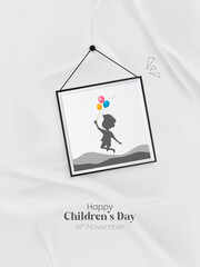 Fototapeta premium Happy children's day creative concept. 3d vector illustration for social media.