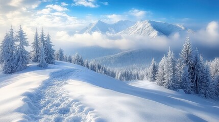 Naklejka premium winter landscape in the mountains