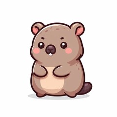 Naklejka premium Cute Wombat Chibi Illustration in Flat Style on White Background