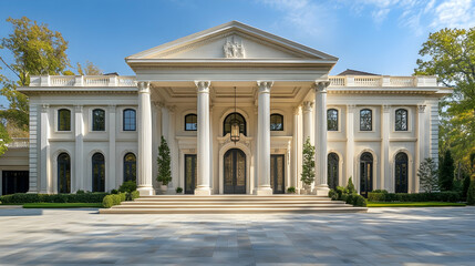 Fototapeta premium Classic Greek Revival with Grand Columns and Portico, Historic Savannah Mansion