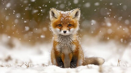 Obraz premium Red Fox Cub in the Snow.