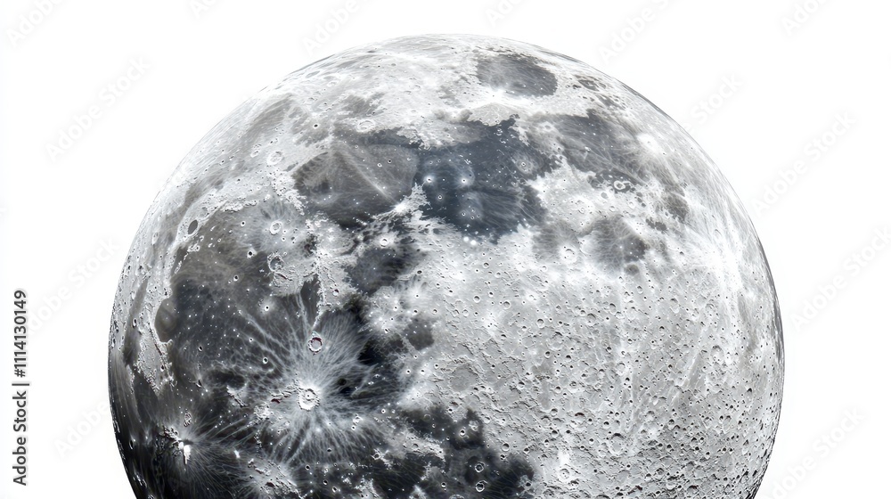 Canvas Prints close-up full moon with detailed astronomy texture isolated on white background