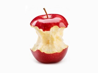 Bitten apple isolated on white background with clipping path and full depth of field.